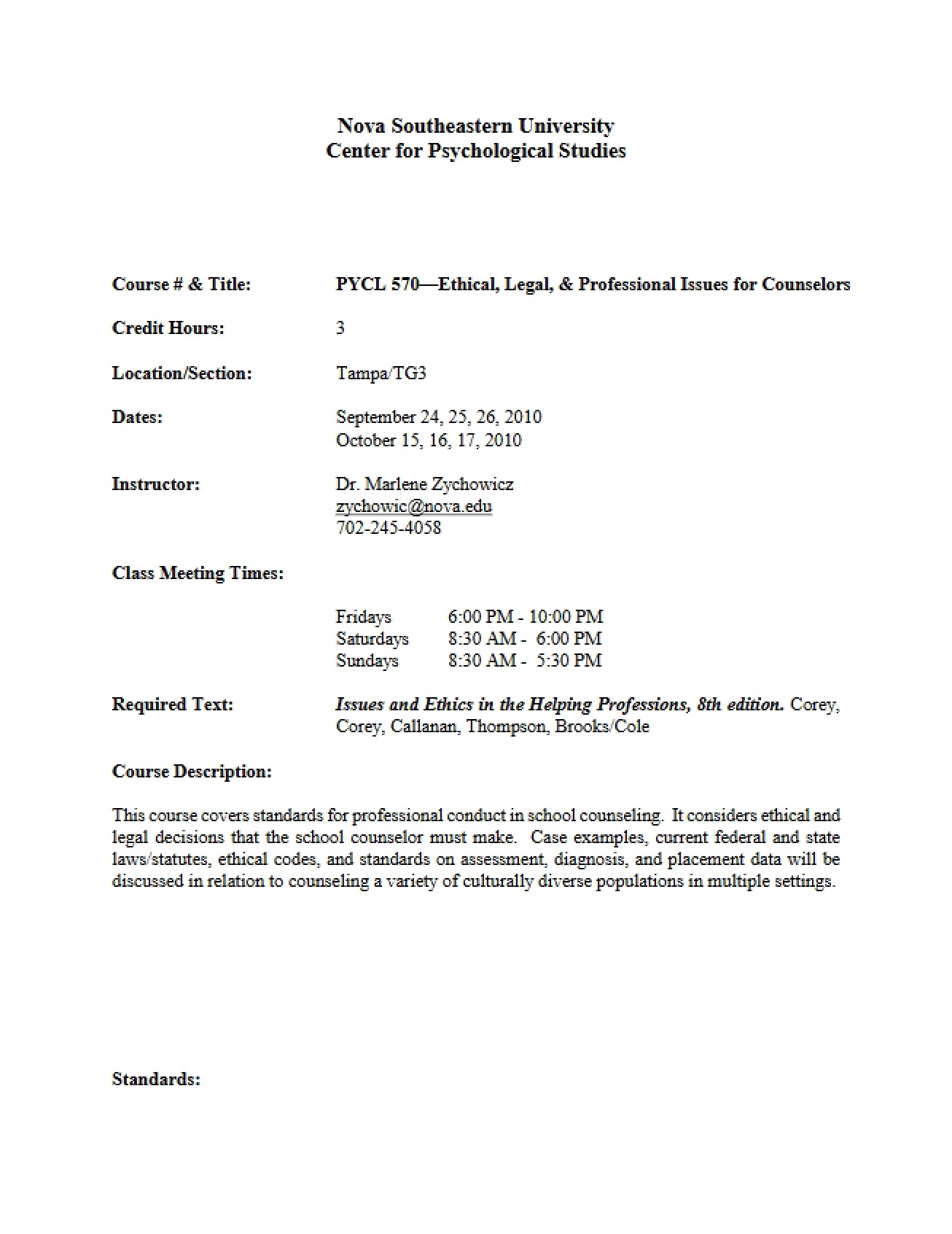 Syllabus Counselor Ethics