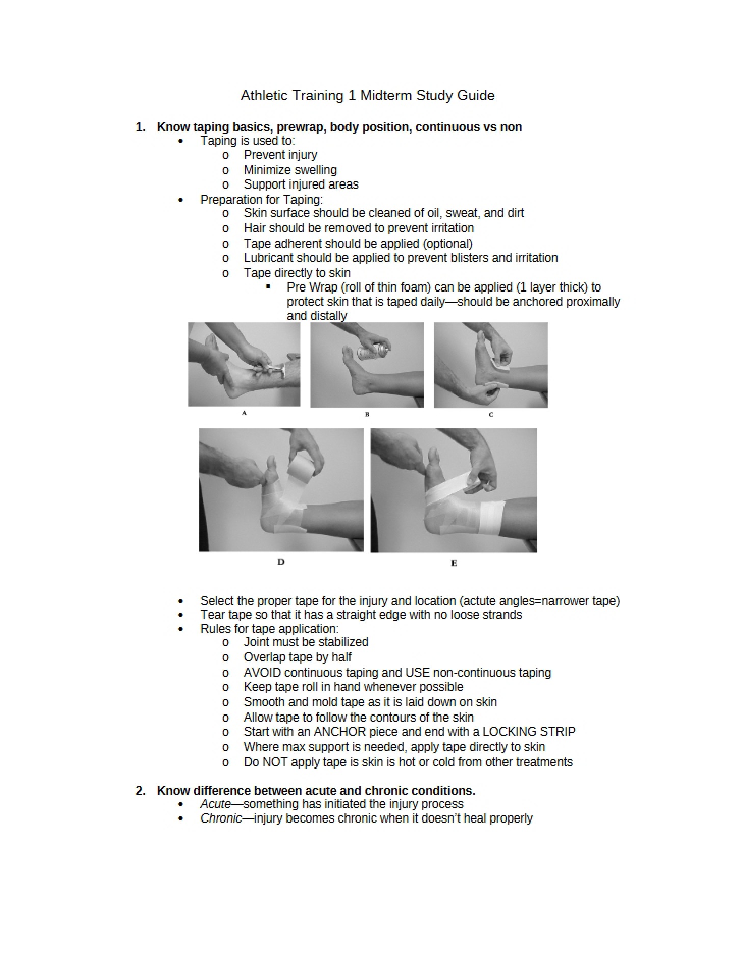Preparatory Guide for the Athletic Training Initial Midterm