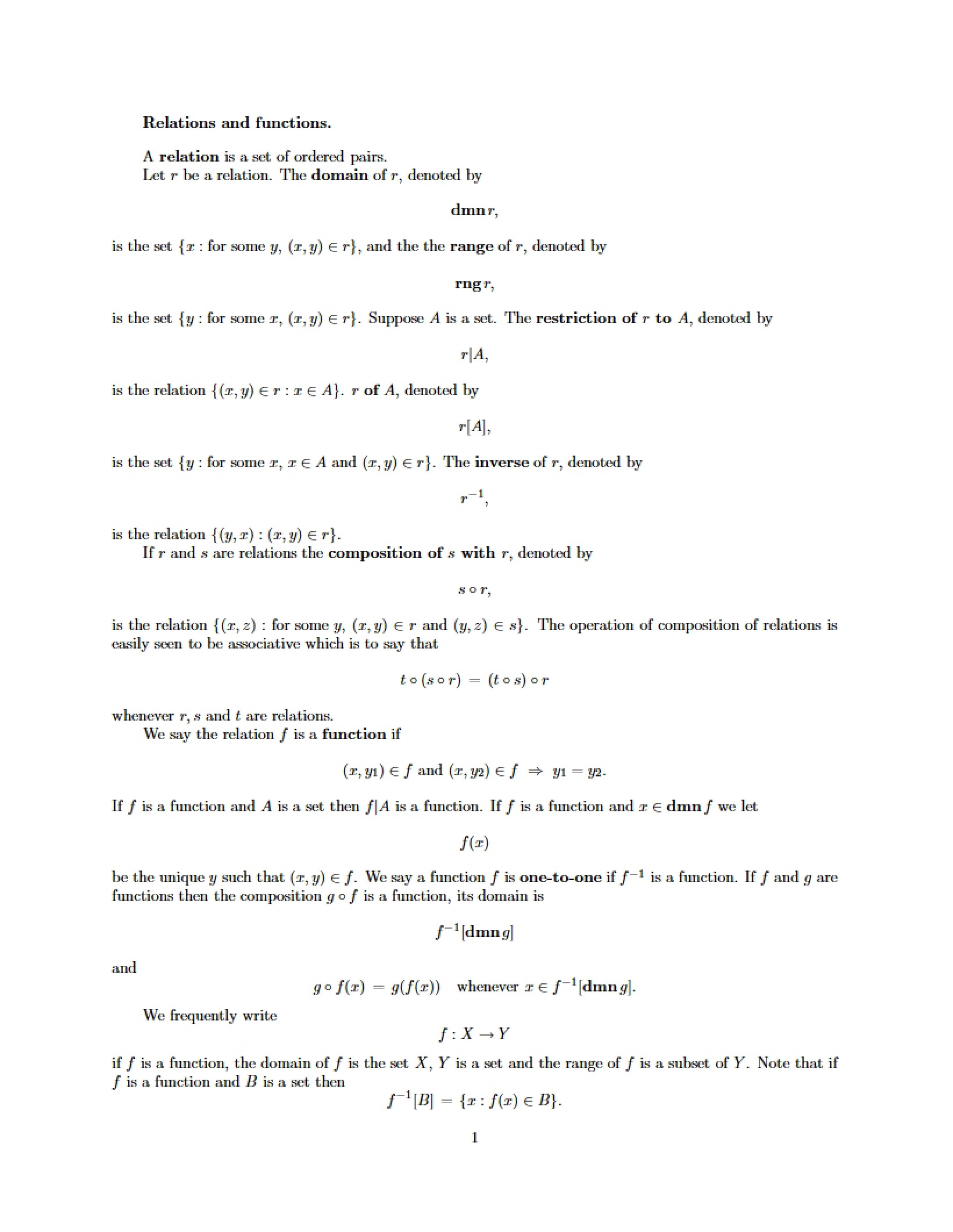 Functions and Relations