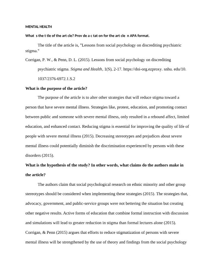 Social Psychology Lessons on Discrediting Psychiatric