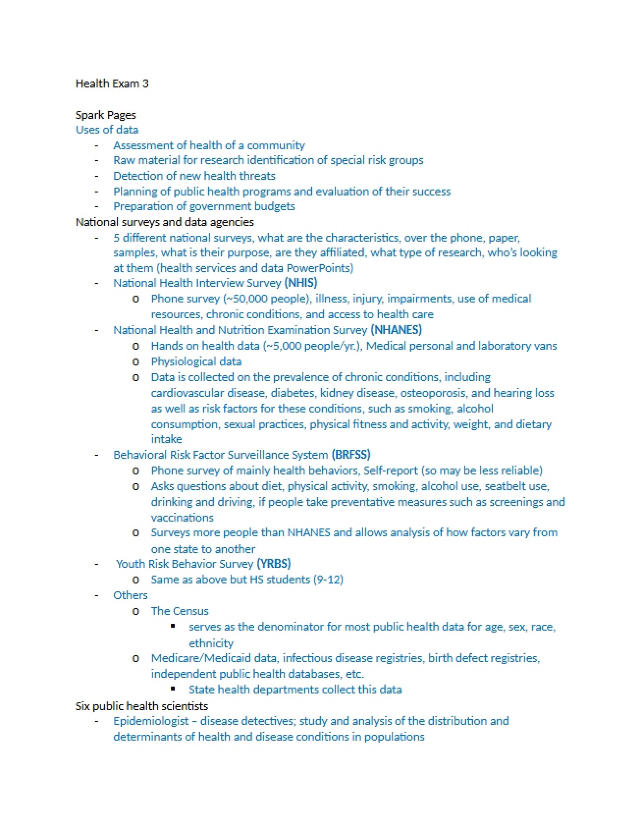 Public Health Examination