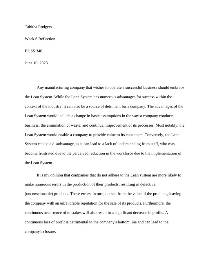 Reflection for Week 6