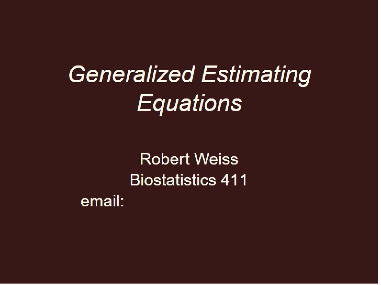 Estimating Equations Generalized