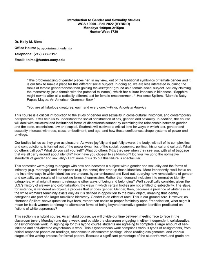 WGS 100 - Nims Notes