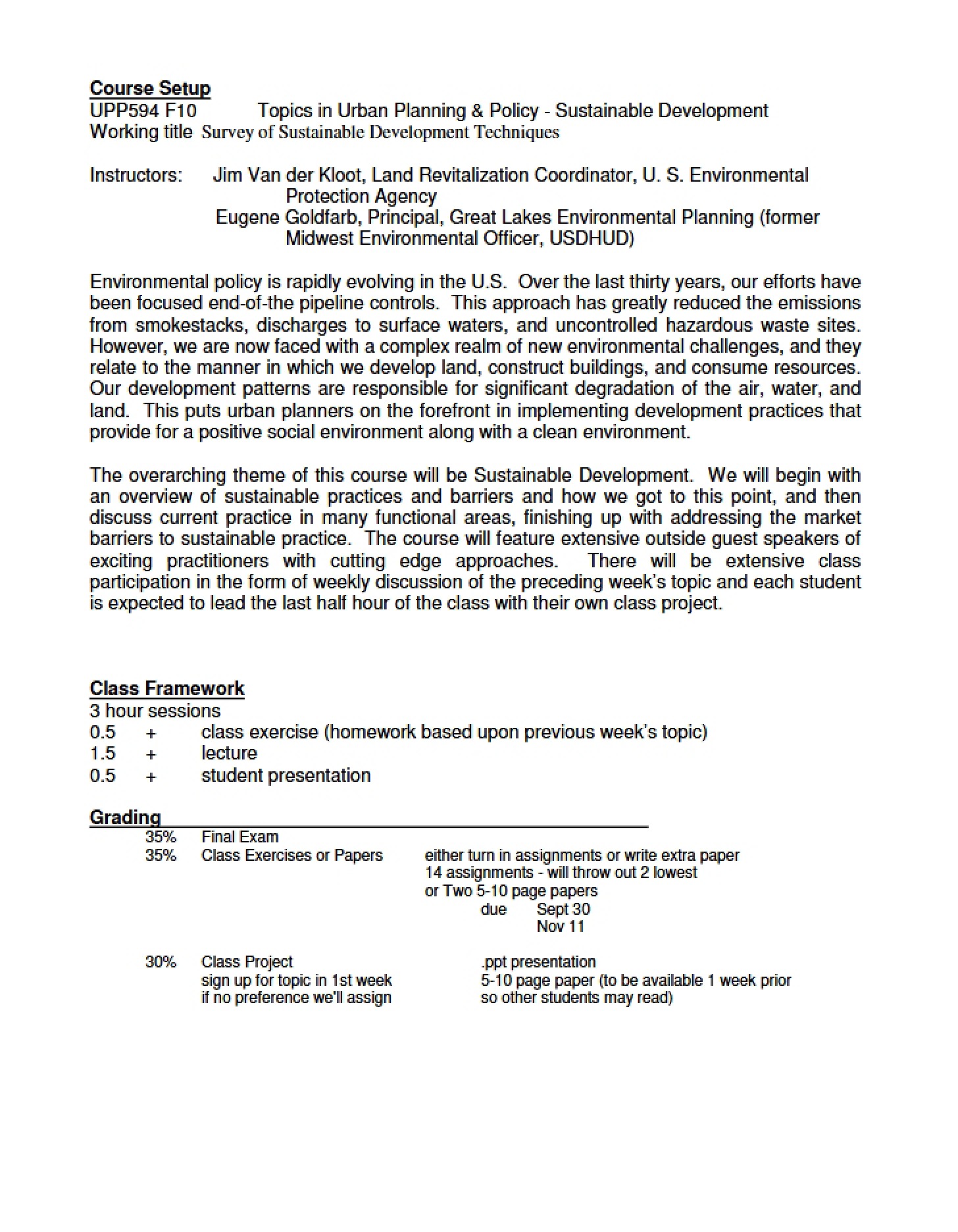 Class Description Document