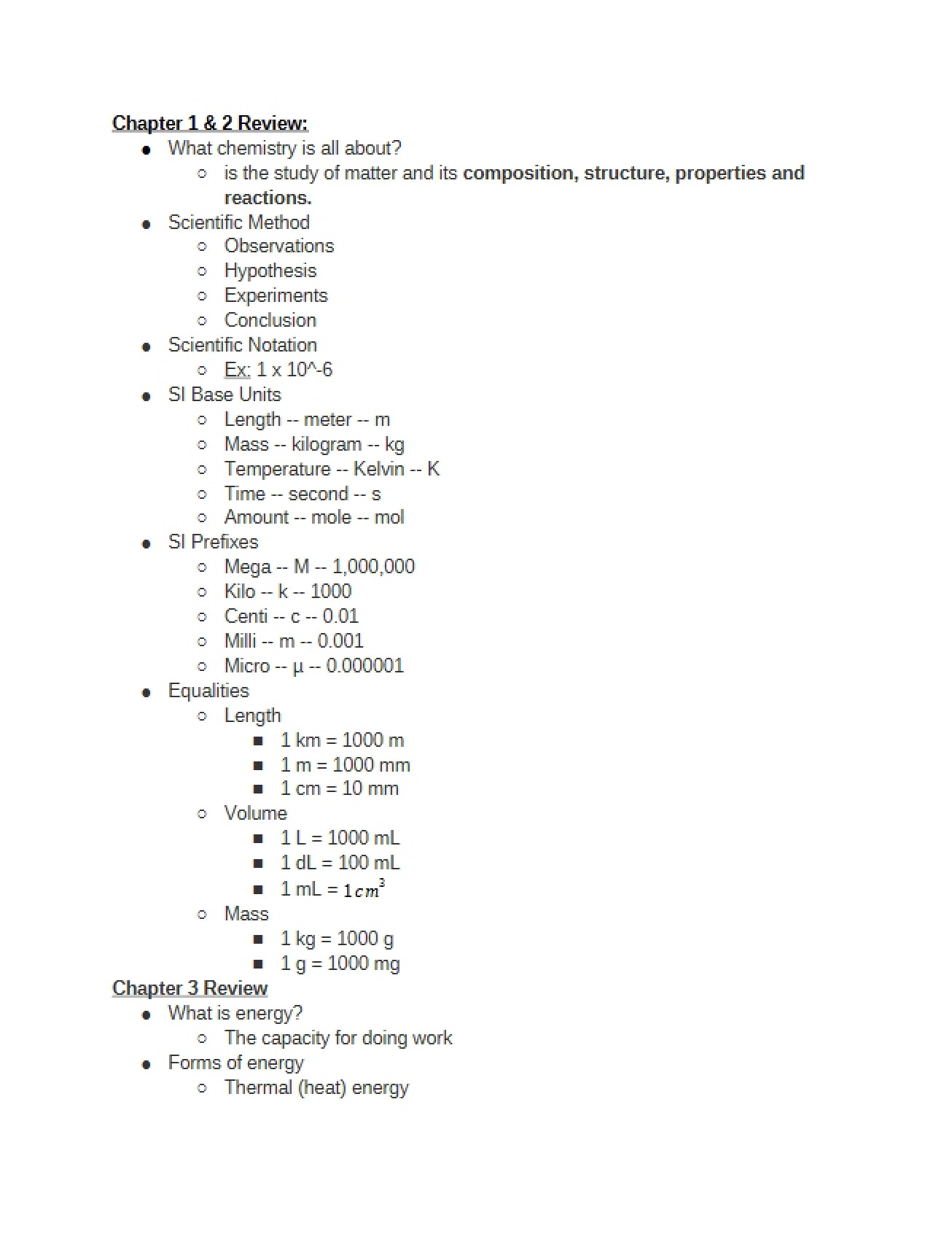 Review of Chapters 1 and 2