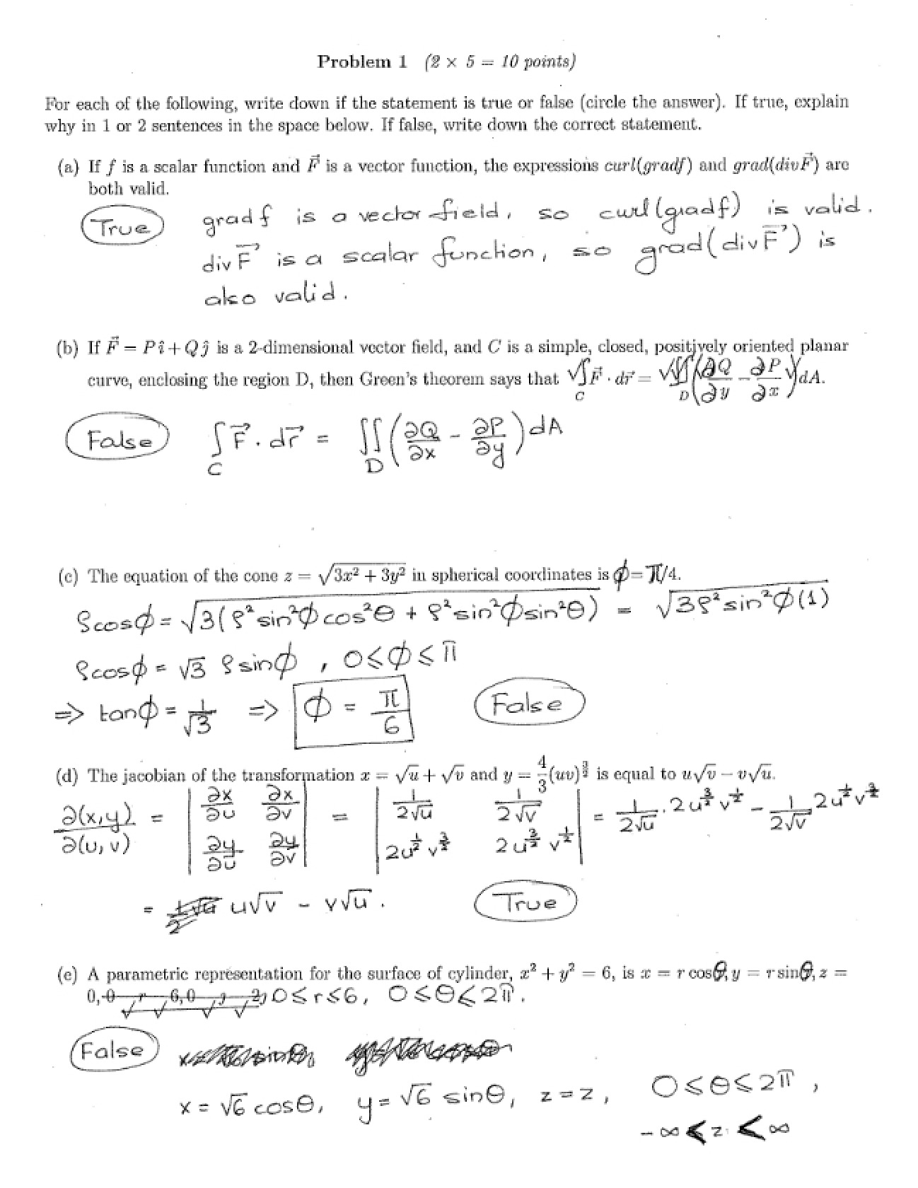 Multivariable Calculus Problem 1
