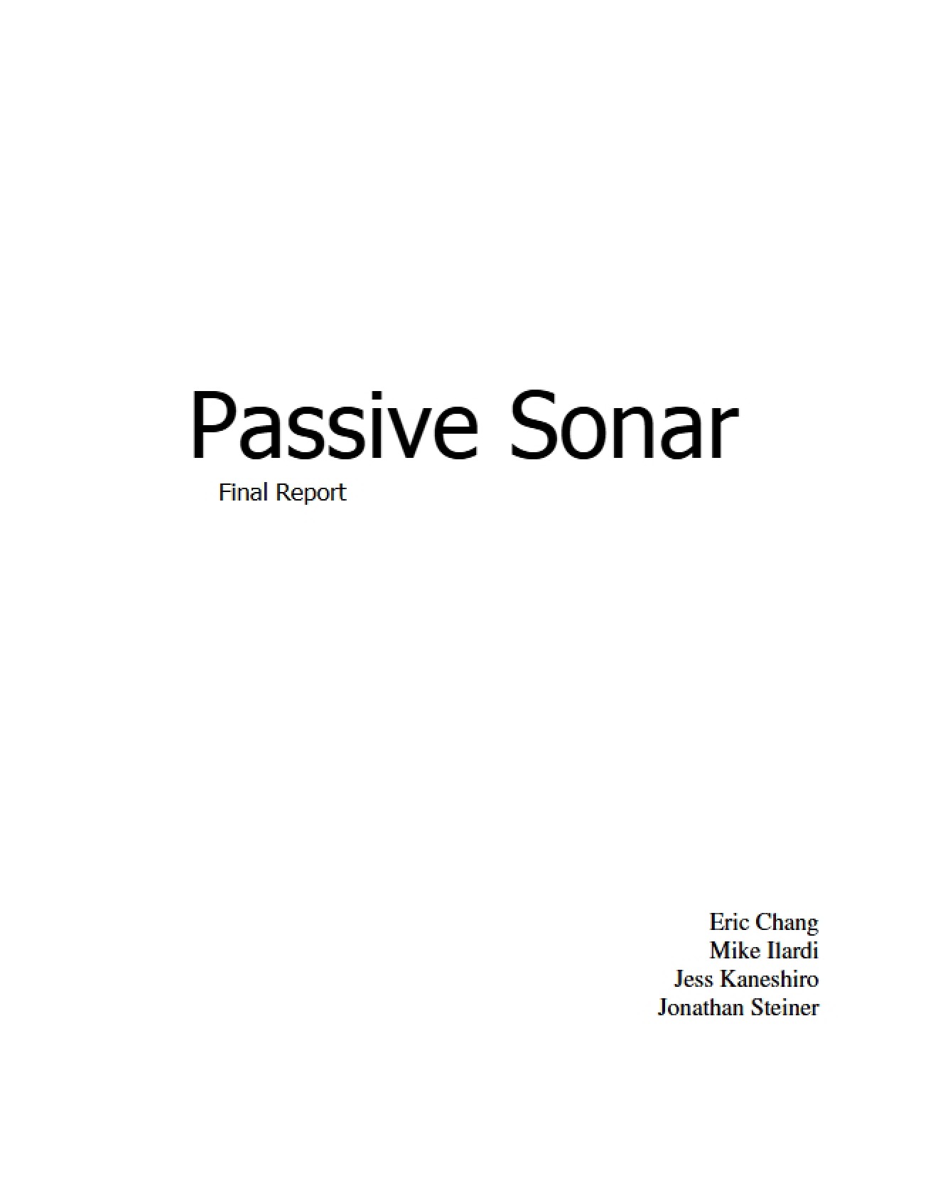 Sonar (Passive)