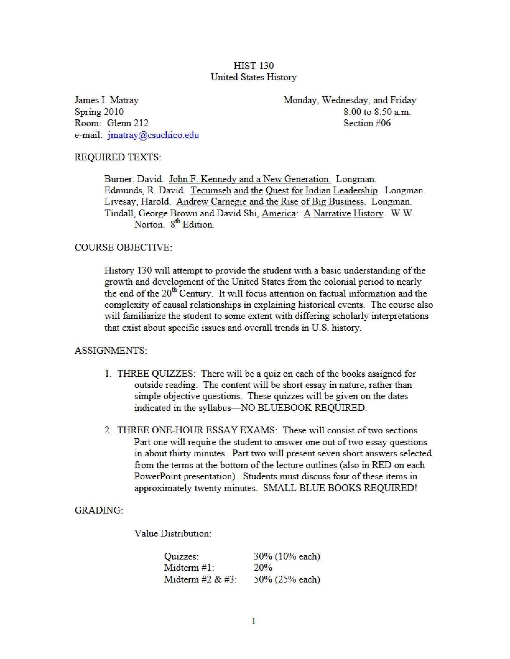 Syllabus United States History