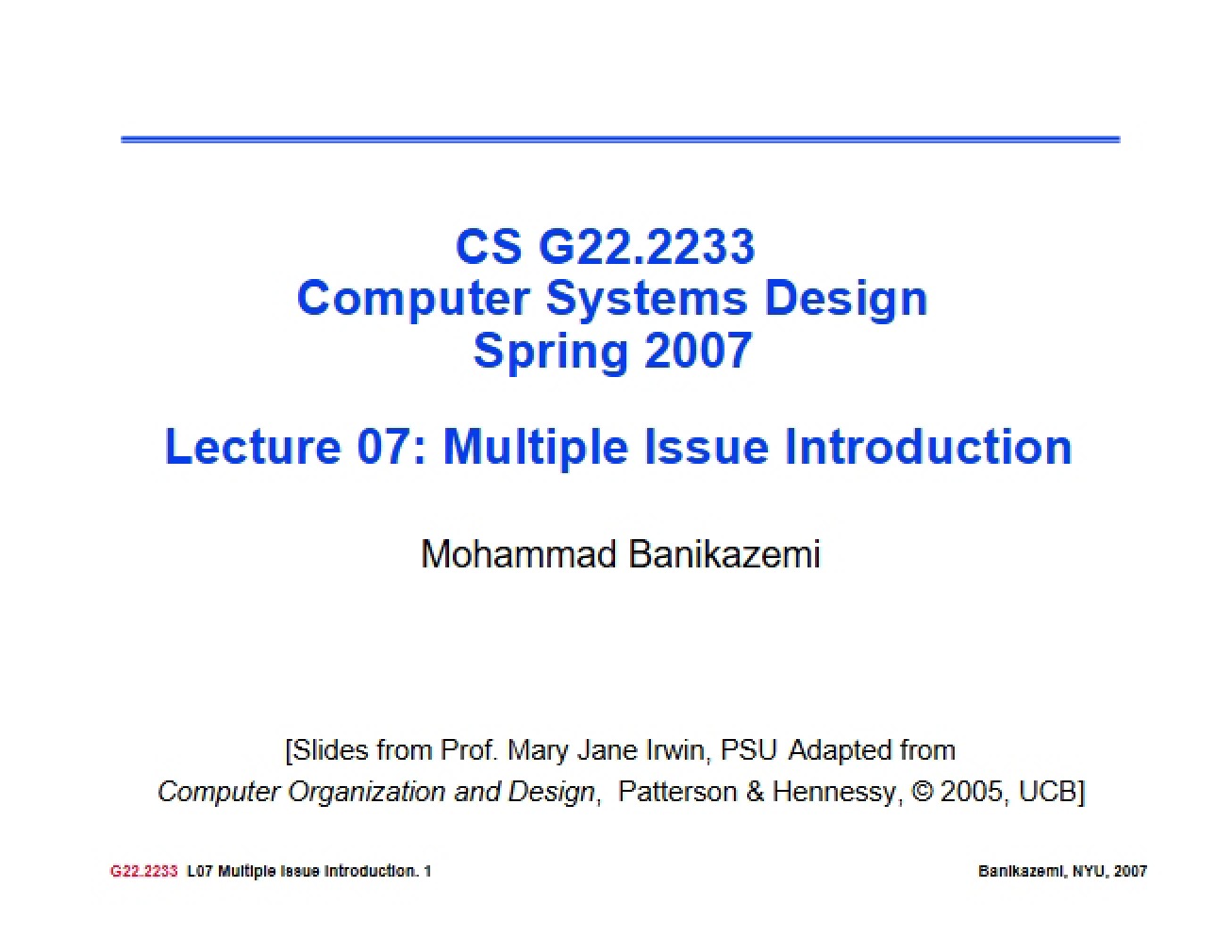 Multiple Issue Introduction