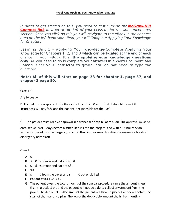 Week One Template - Applying Your Knowledge