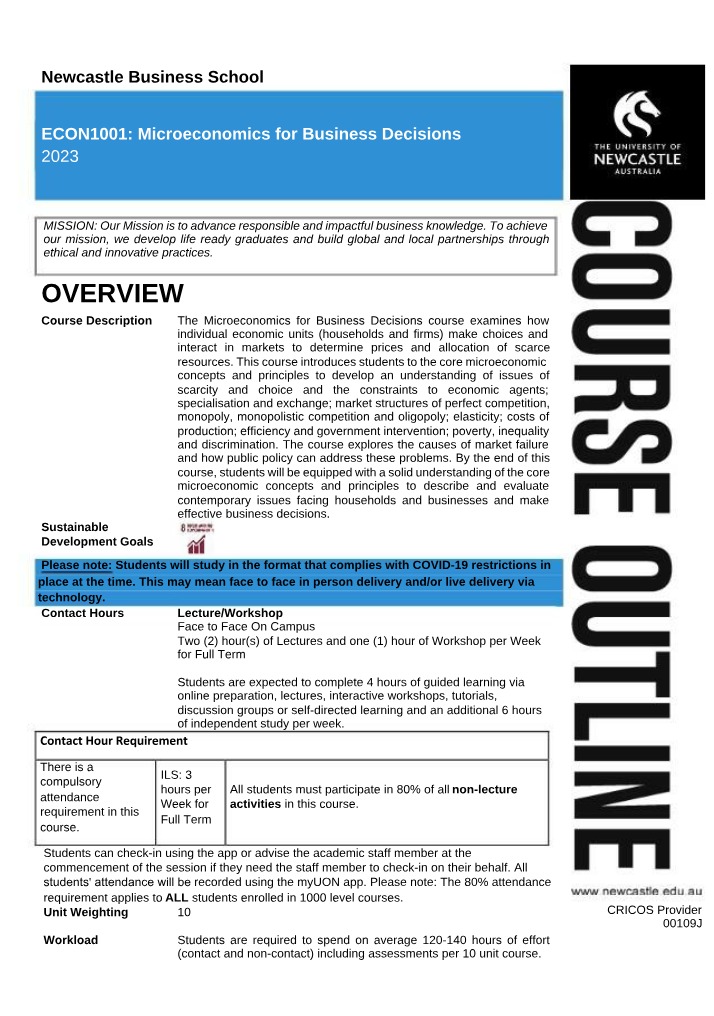 2023 ECON1001 Course Outline
