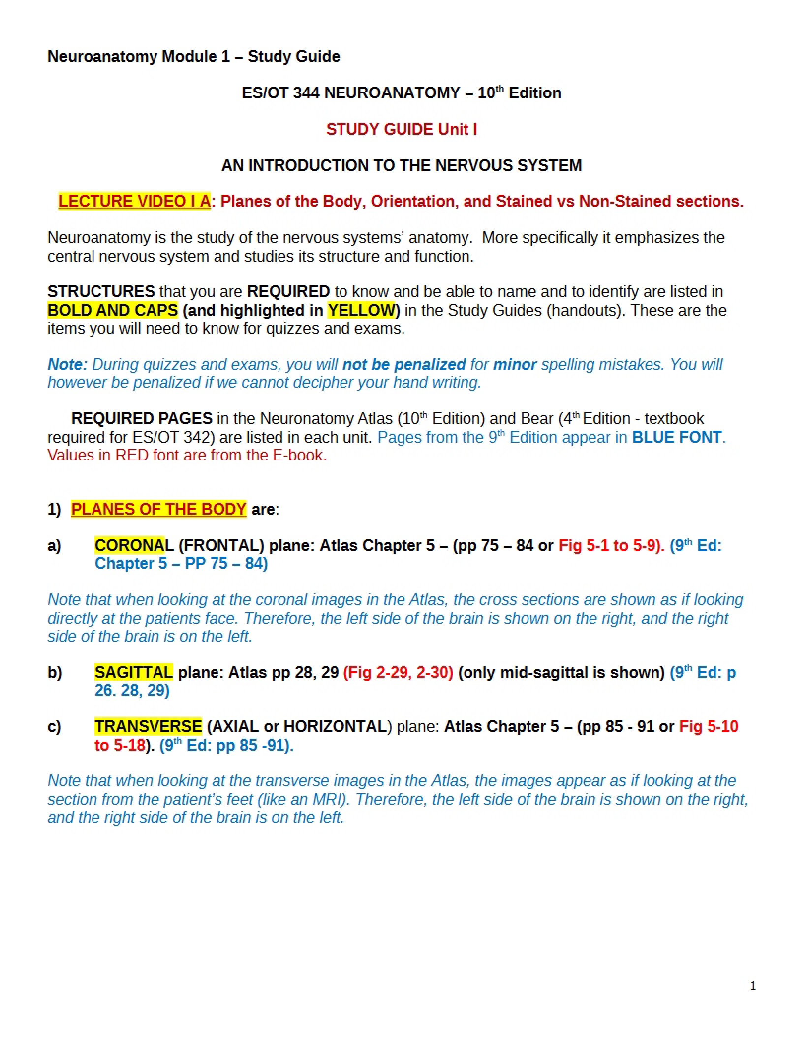 Unit One Study Guide