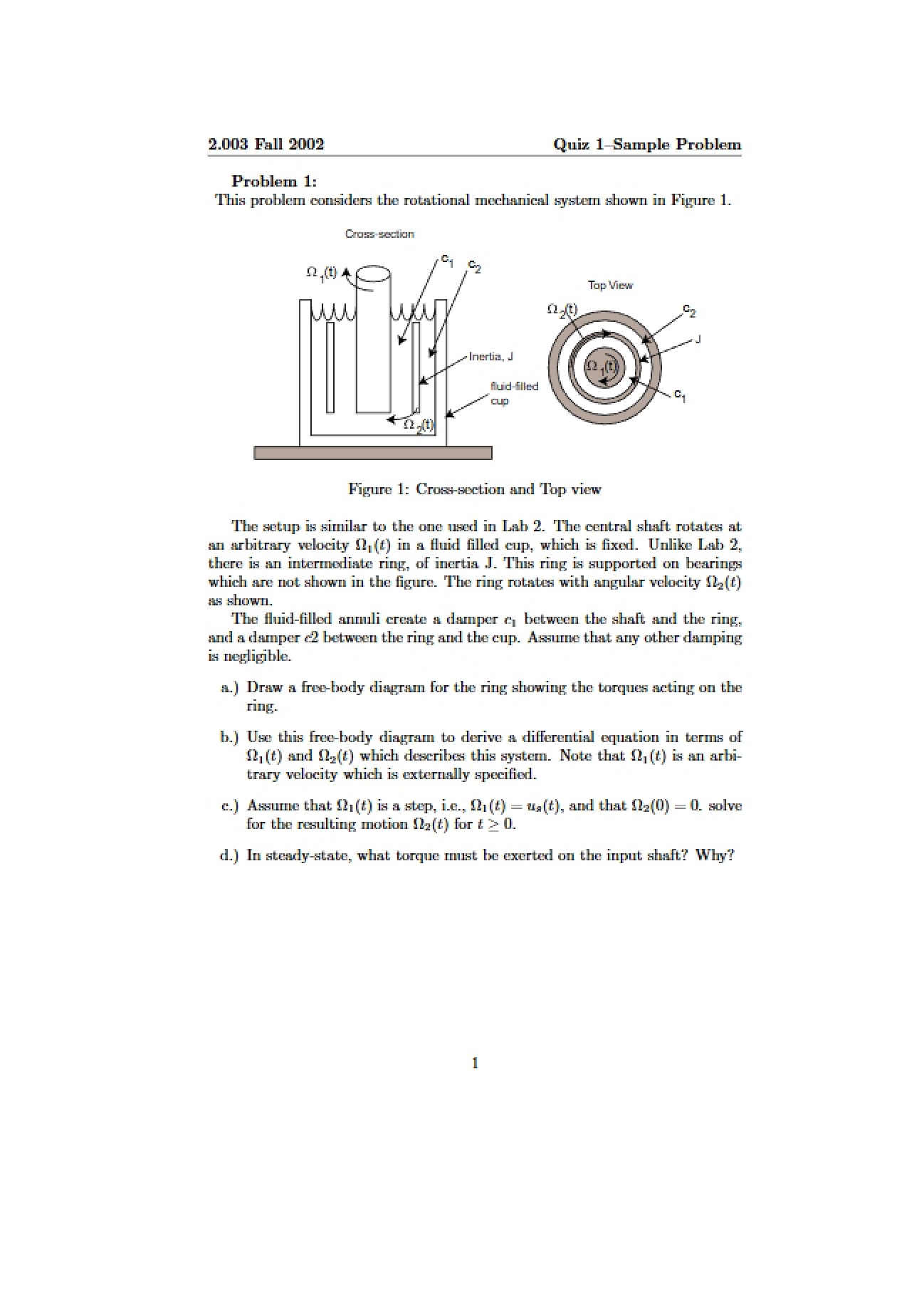 Sample Problem: Quiz 1
