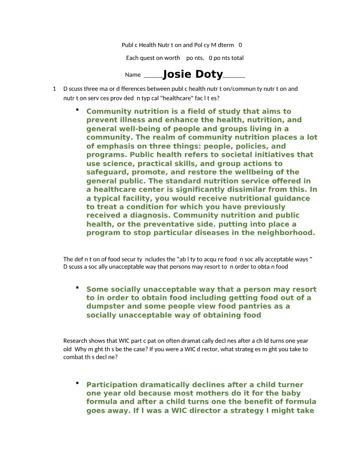 Public Health Nutrition and Healthcare - Major Differences
