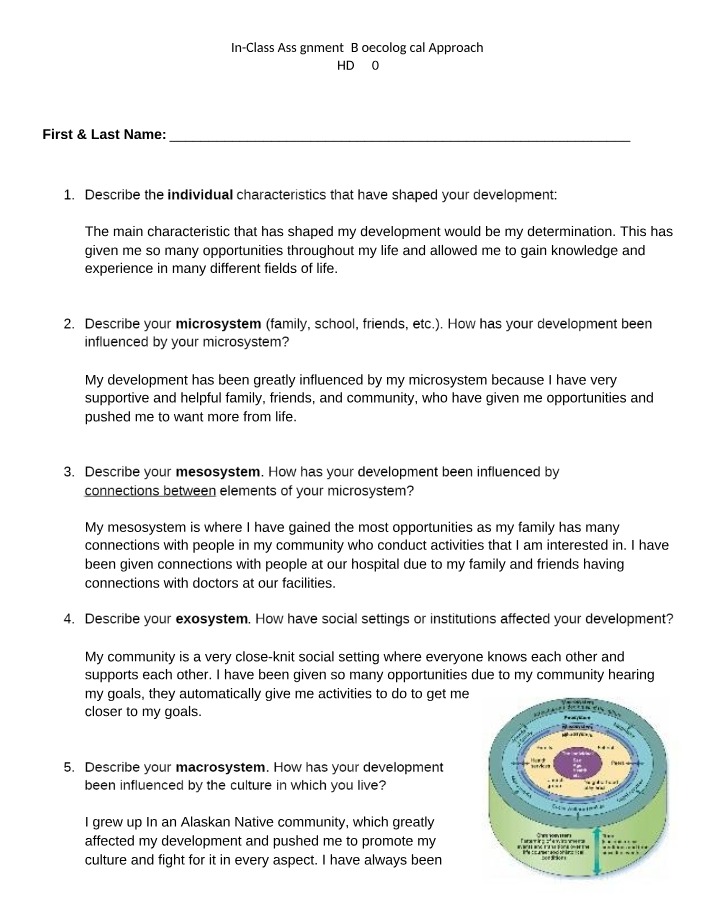 Bioecological Approach In-Class Assignment