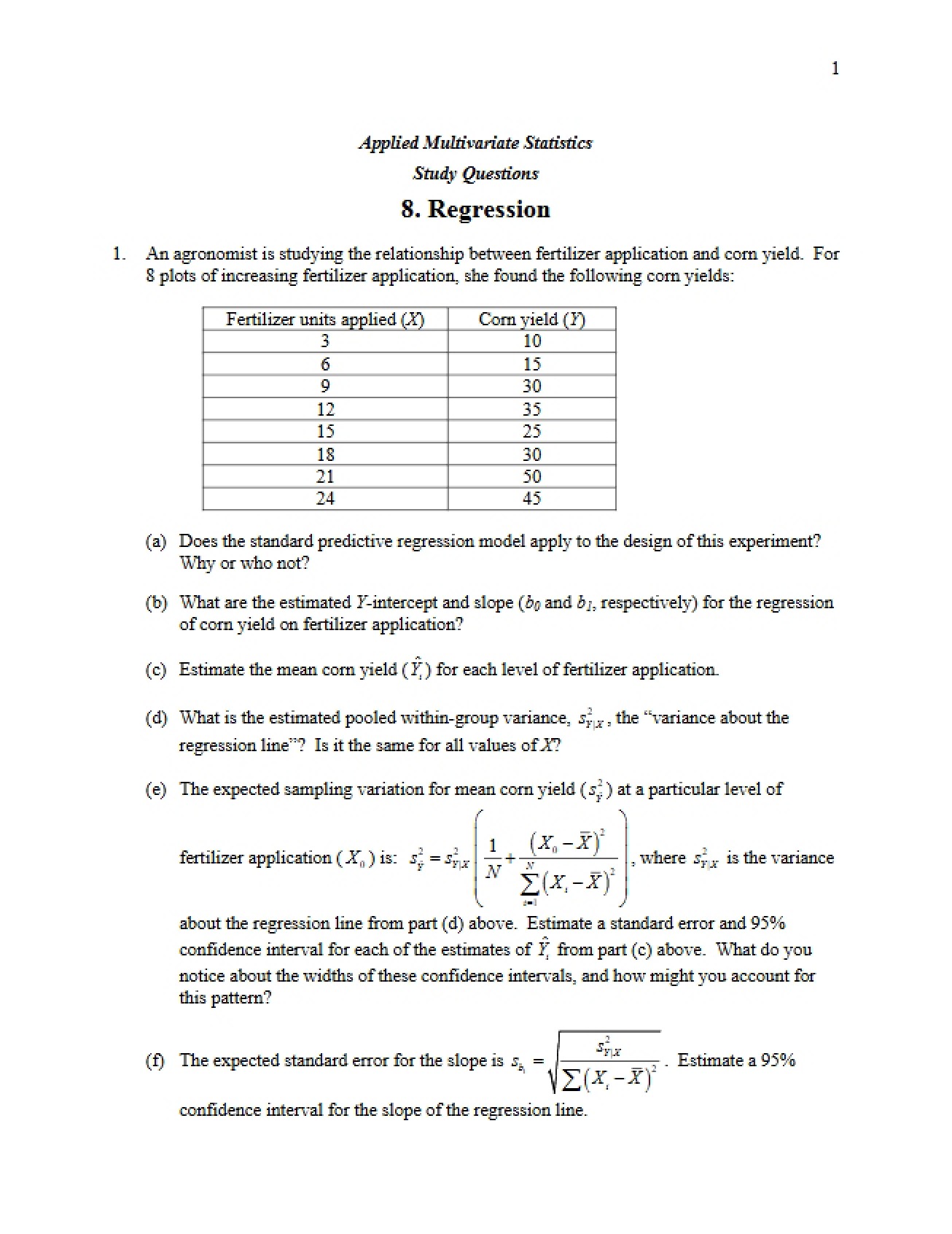 Regression Study Questions