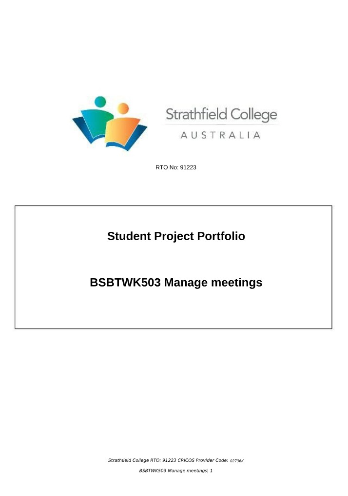 BSBTWK503 Manage Meetings - Student Project Portfolio