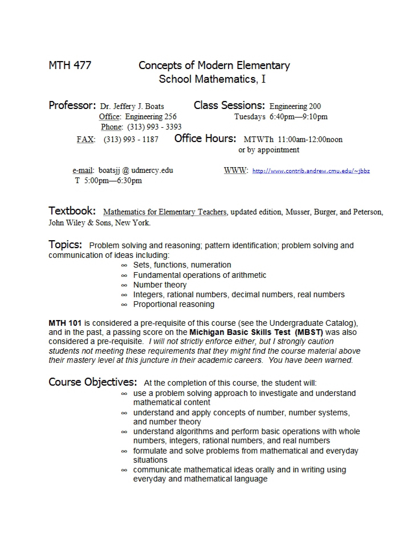 Semester Outline