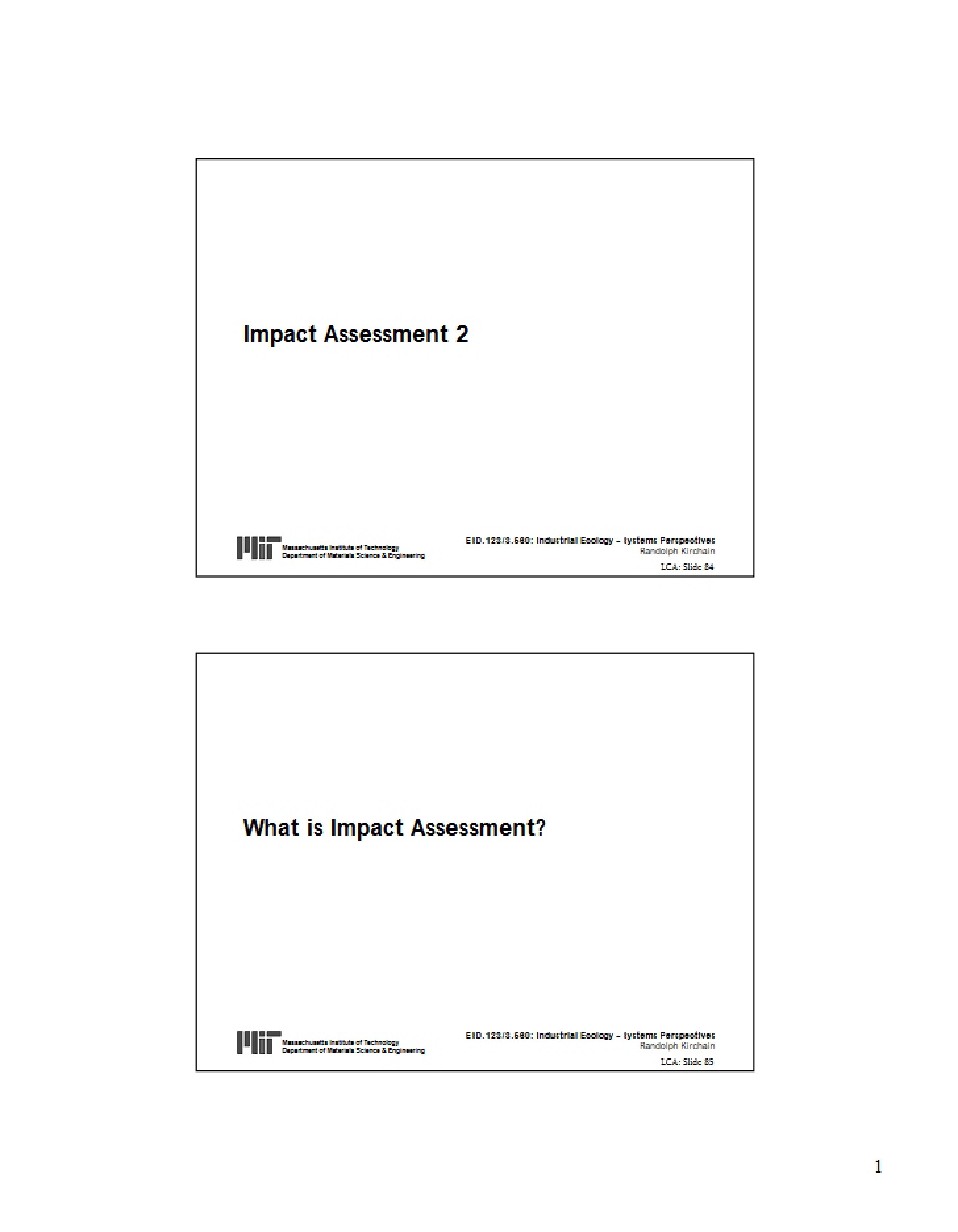 Impact Assessment II