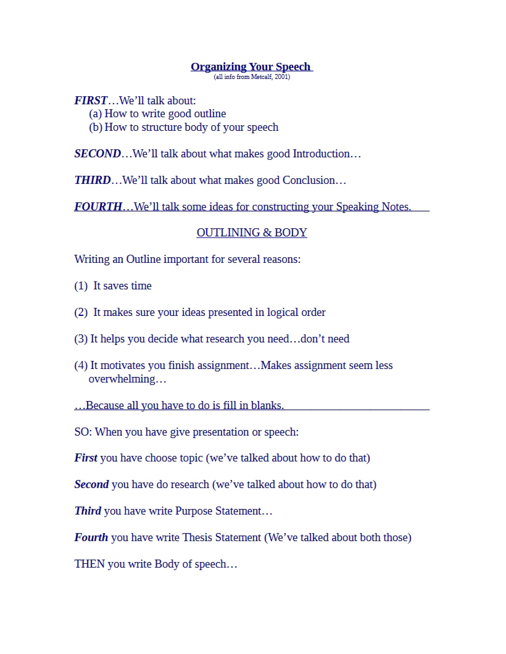 Notes on Informing