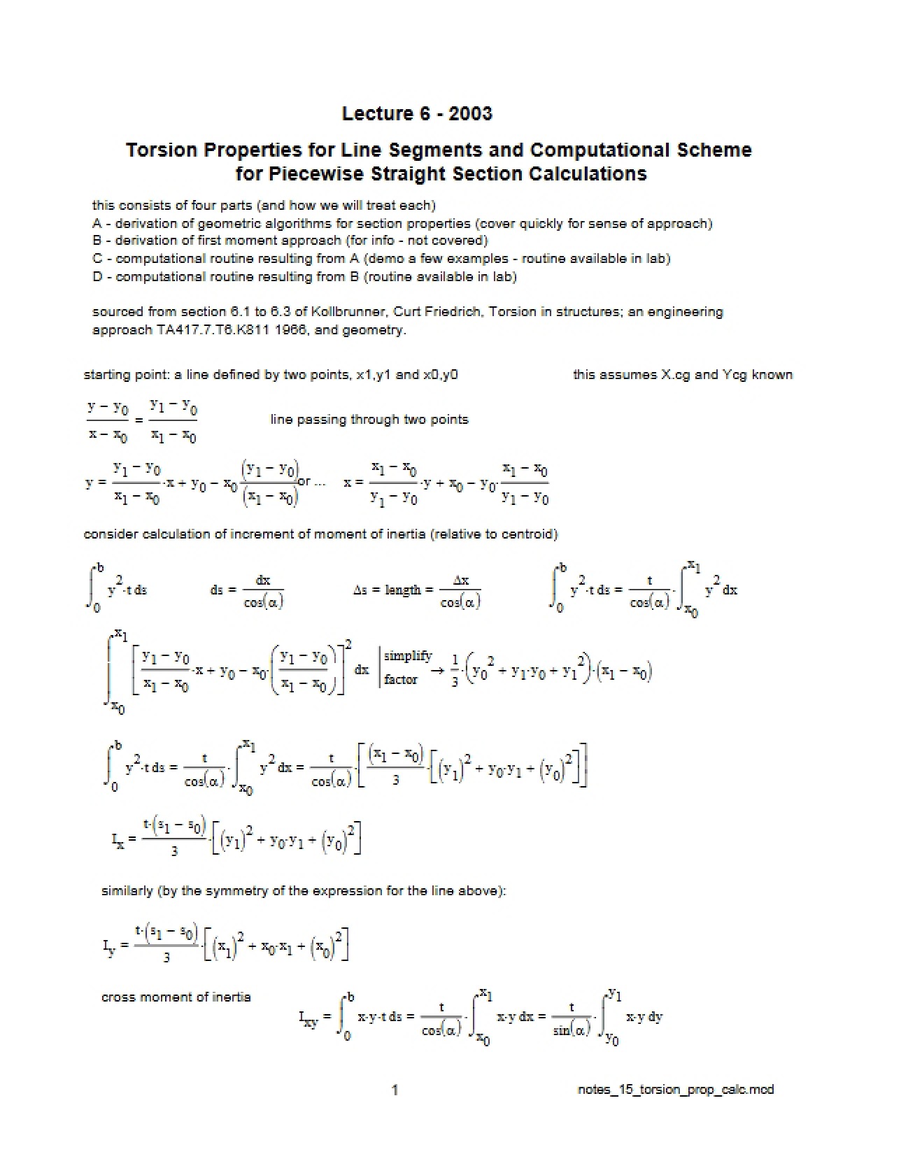 Computational Scheme and Line Segment Torsion Properties