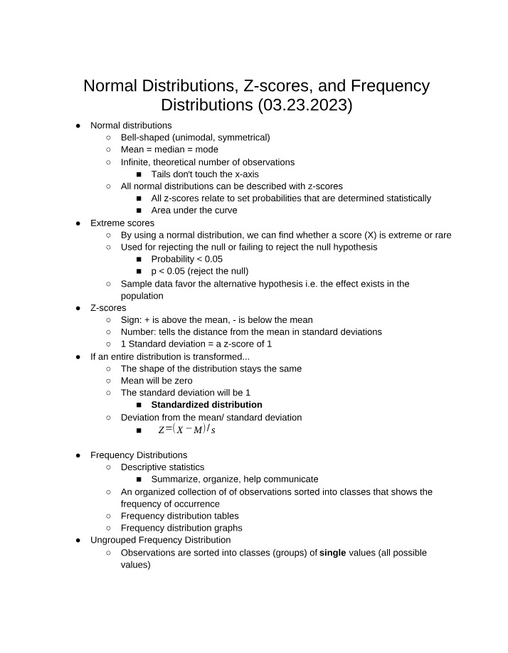 Z-score, Frequency, and Normal Distribution