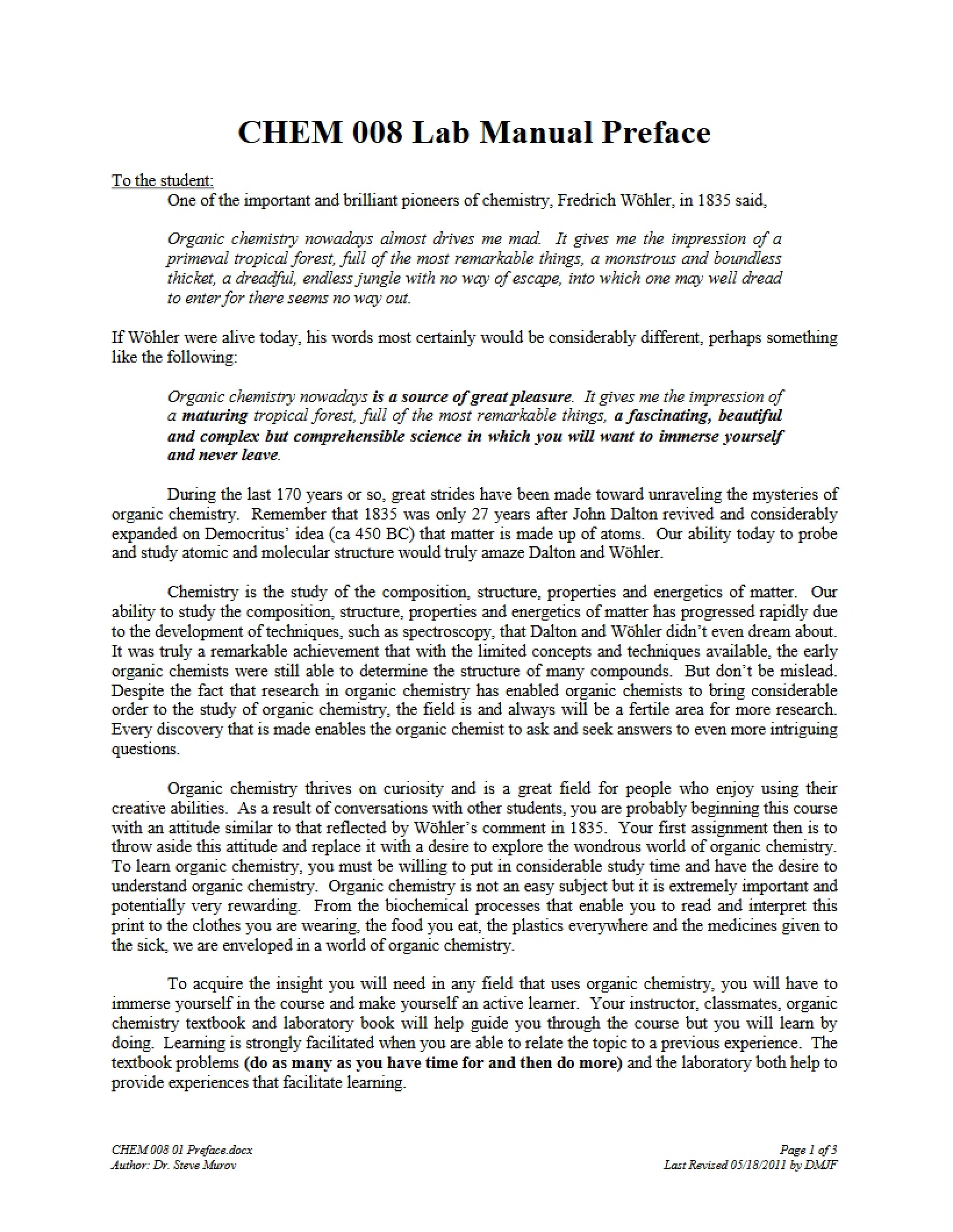 Preface to CHEM 008-01