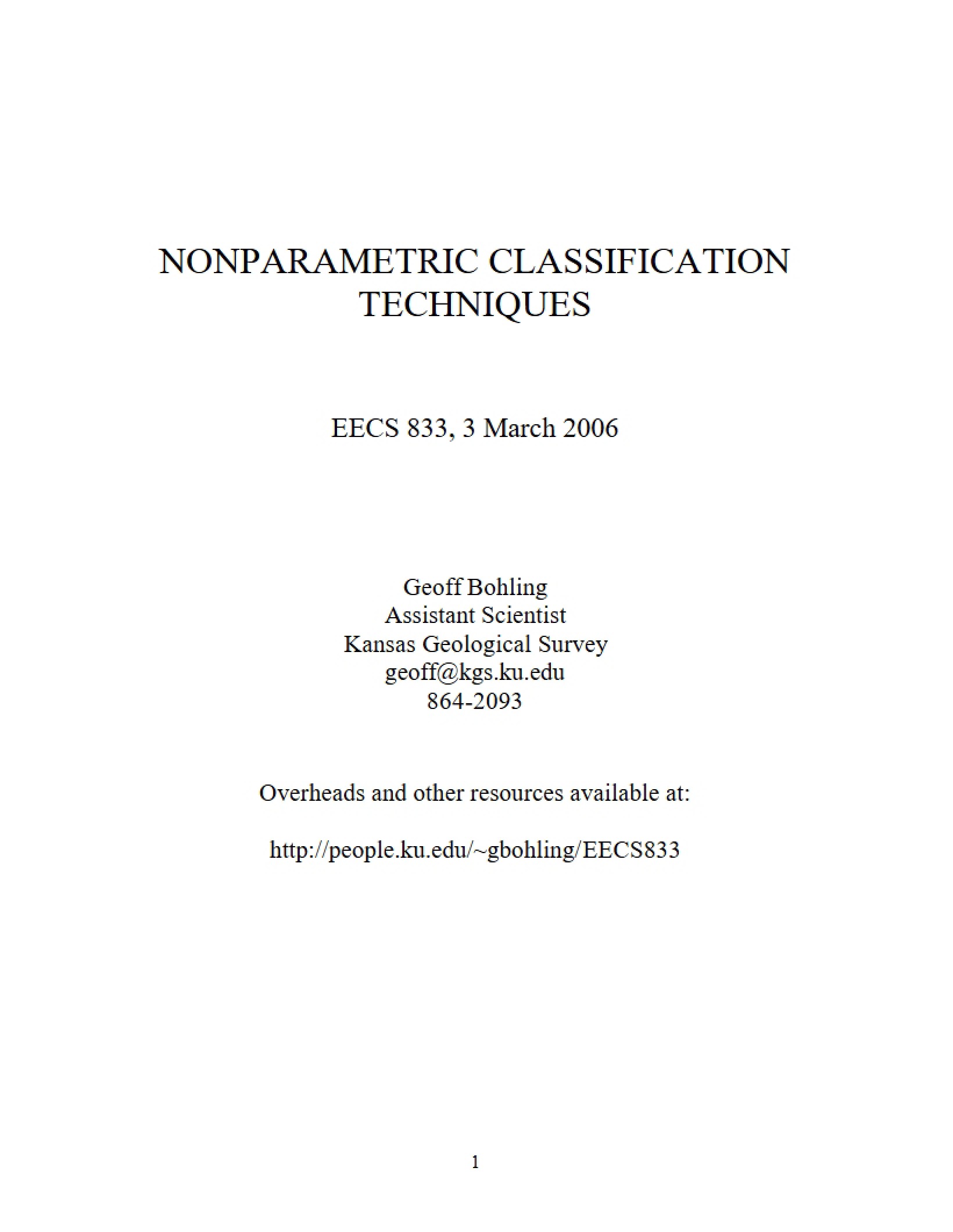 Classification Techniques Nonparametric