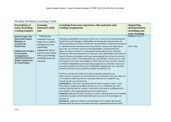 Project Manager Role in Commercial Negotiation