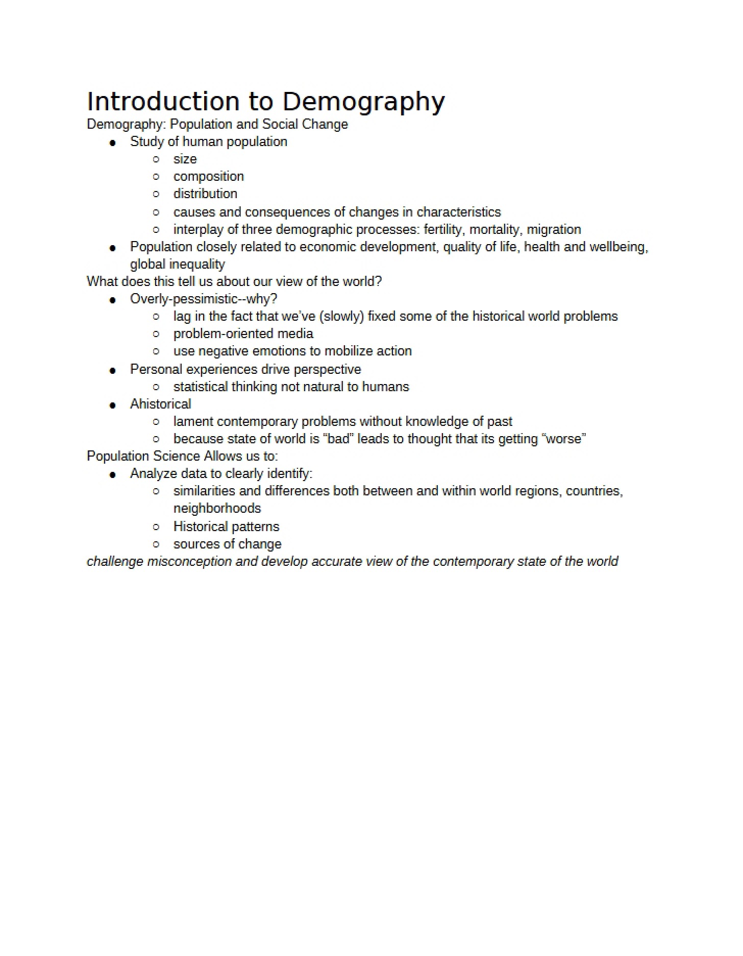 Demography Introduction
