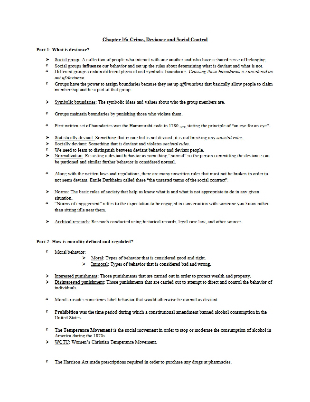 Social Control, Crime, and Deviance (Ch 16)