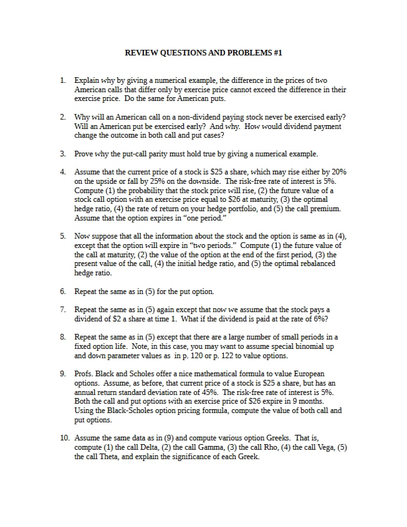 Problems and Review Questions Set 1