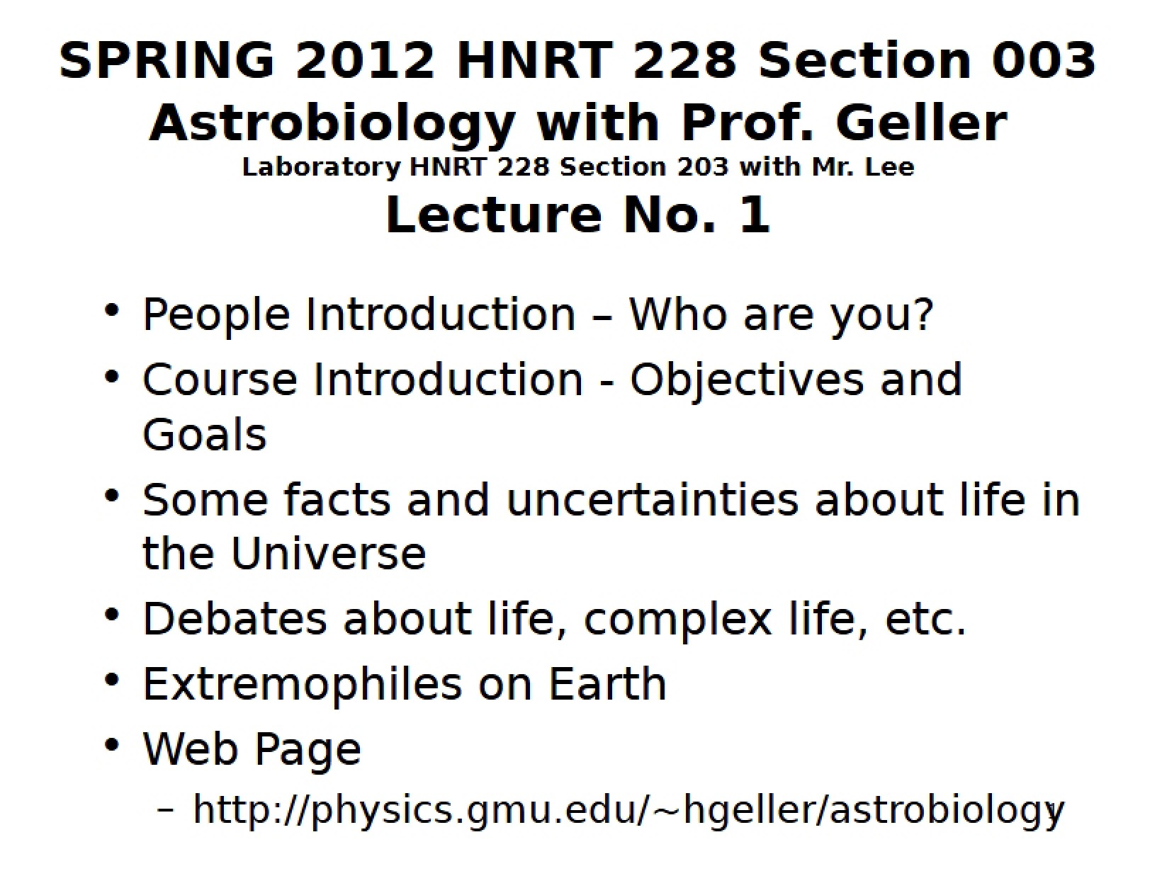Introductory Lecture 01