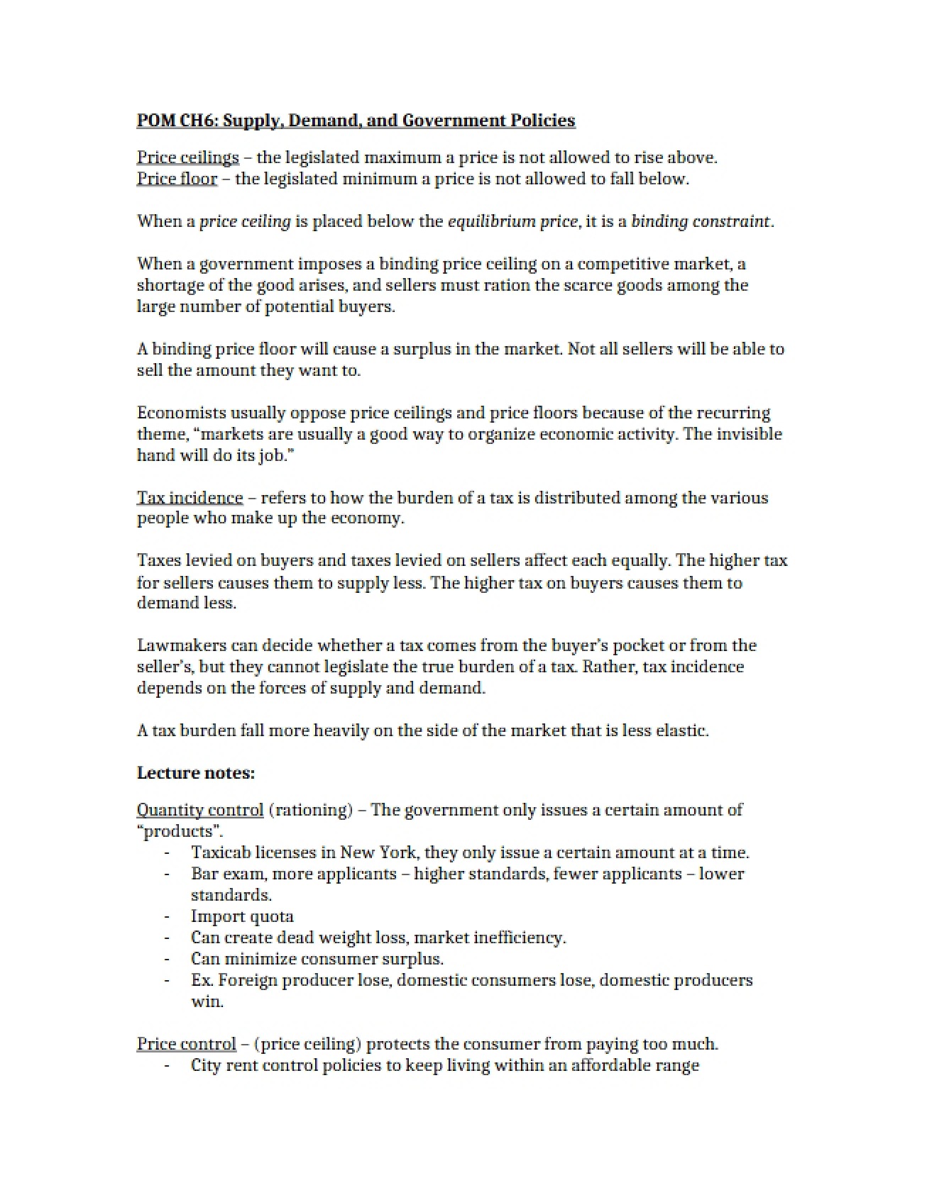 Govt Policies, Demand, and Supply
