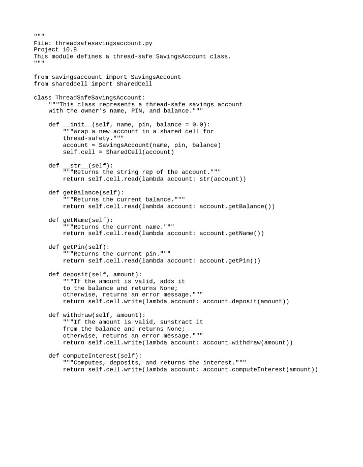 IS 2053 - Thread Safe Savings Account Code