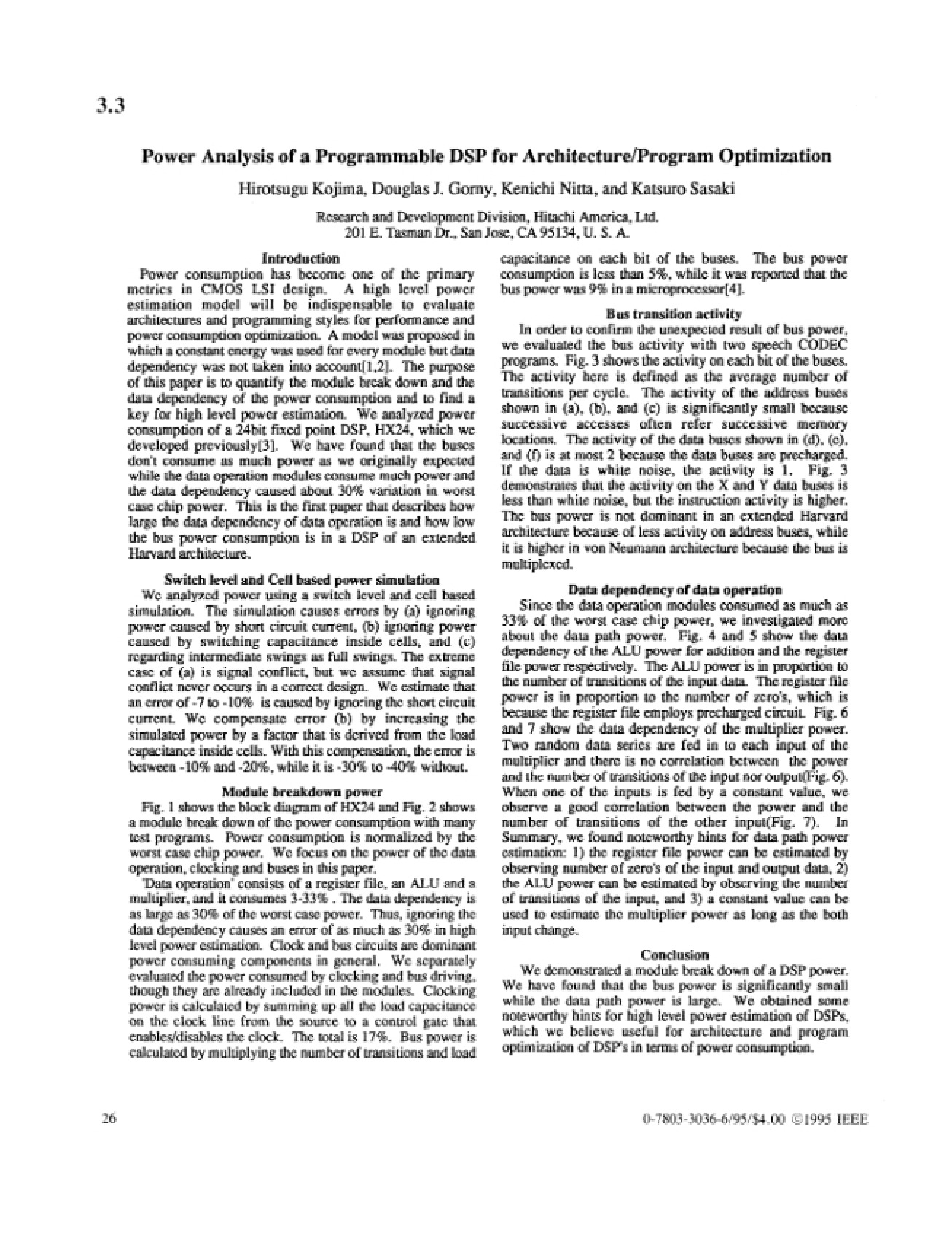 Programmable DSP Power Analysis