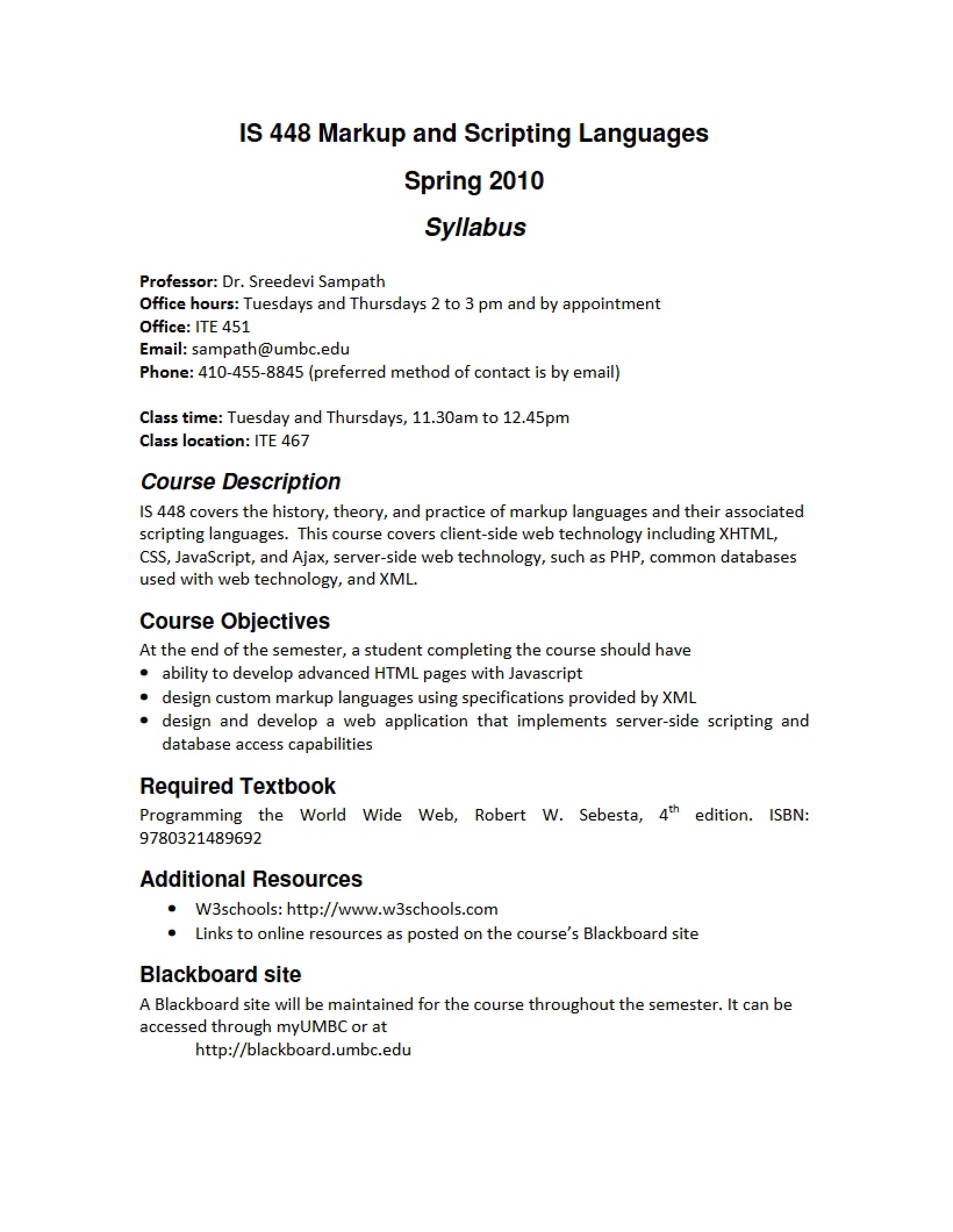 Course Syllabus