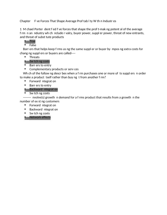 Five Forces That Shape Average Profitability Within Industries - Chapter 2.2