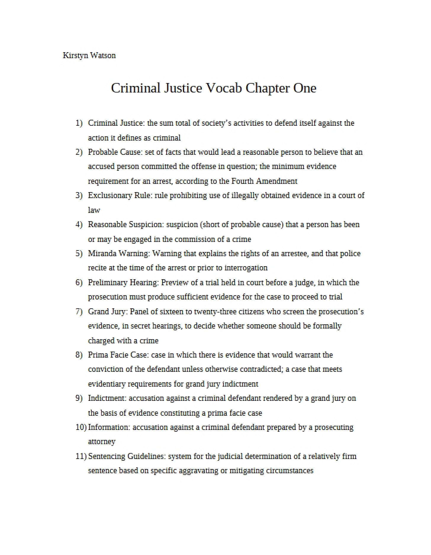 Chapter One Vocabulary