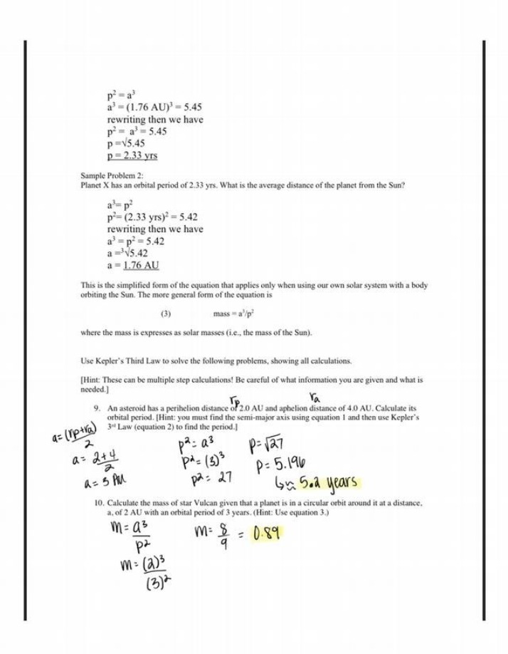 Problems for Kepler's Third Law