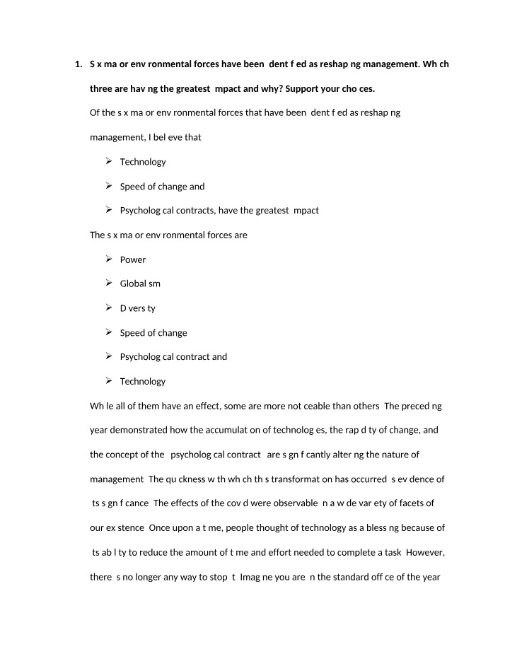 Environmental Forces - Impact on Management Technology