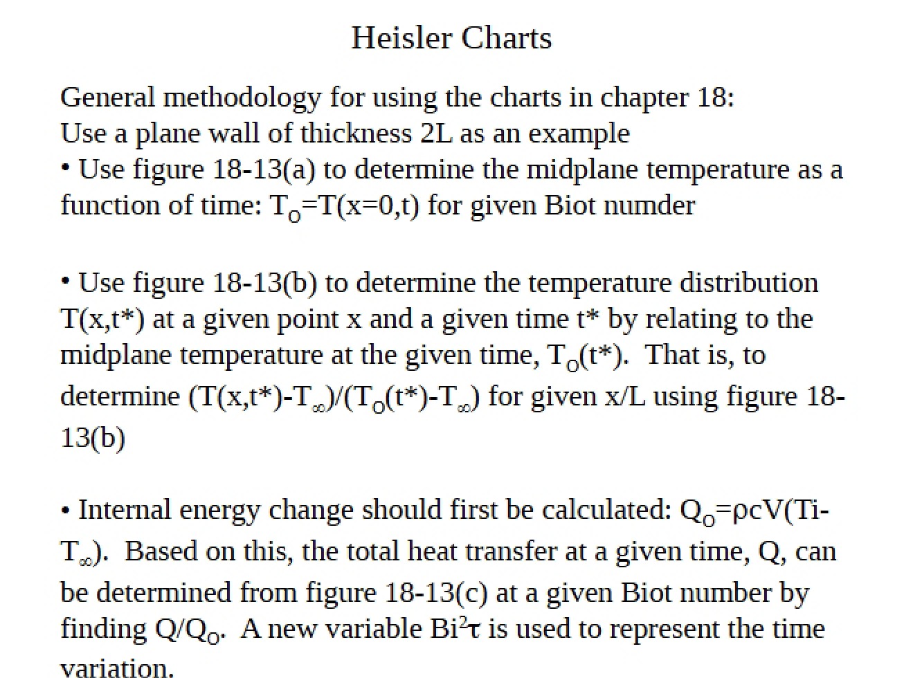 Using Heisler Charts for Transient Conduction