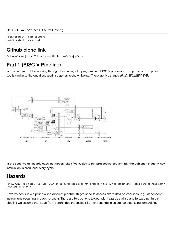 RISC-V Pipeline Hazards, Dependencies, and Tasks