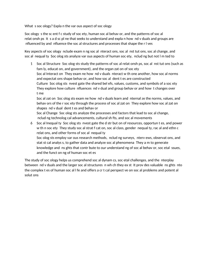 SOCIOLOGY1801 - What is Sociology