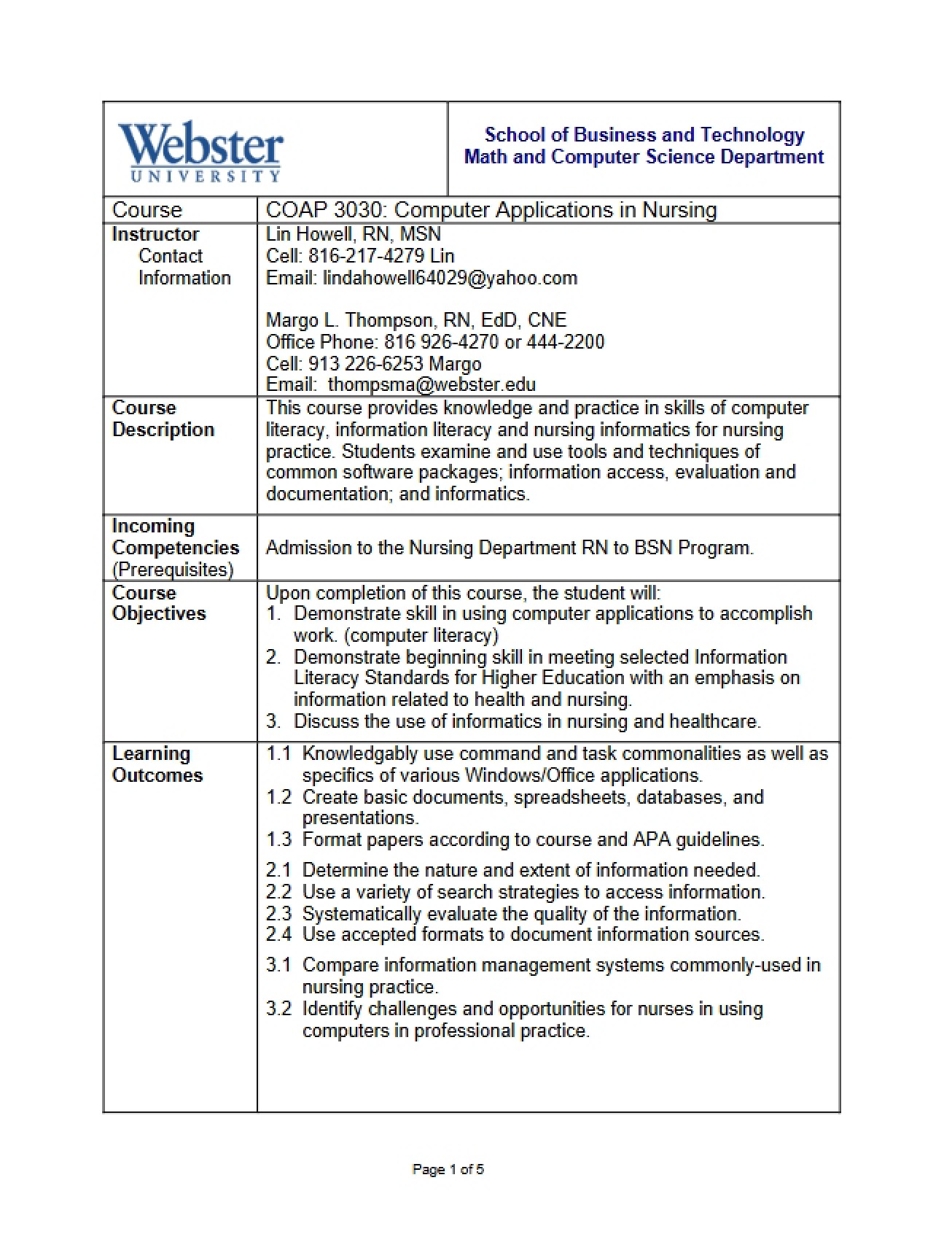 Howell Thompson Computer Applications