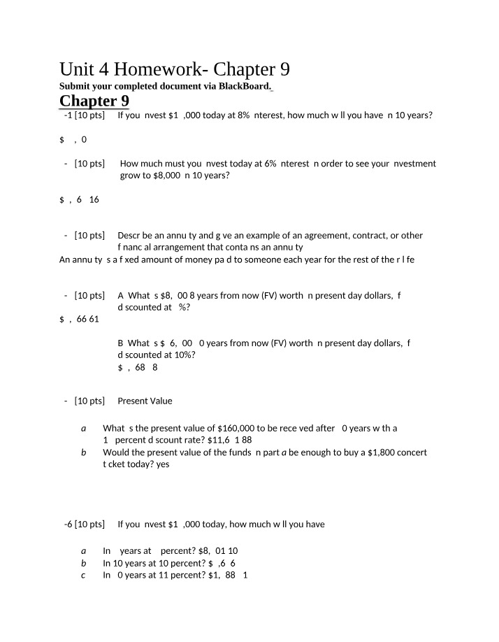 Chapter 9 Homework Assignment