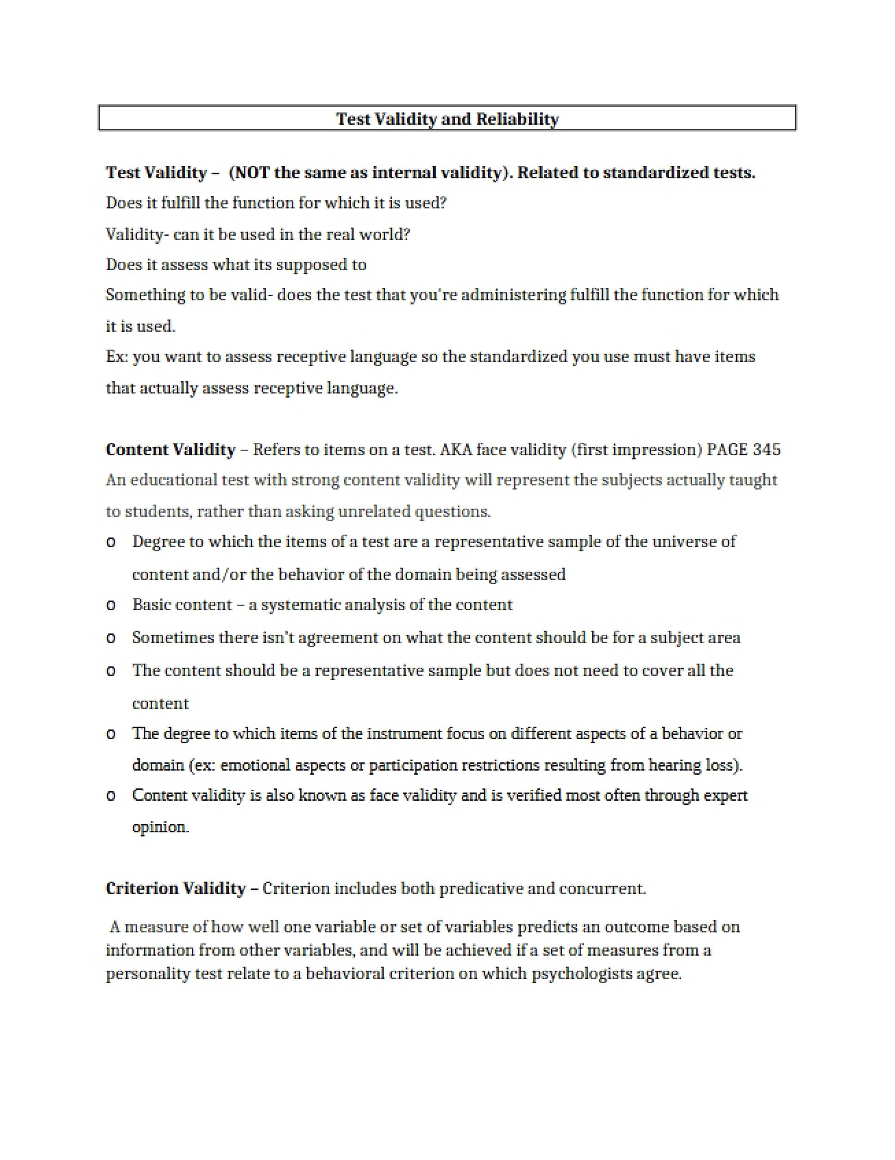 Reliability and Validity in Testing