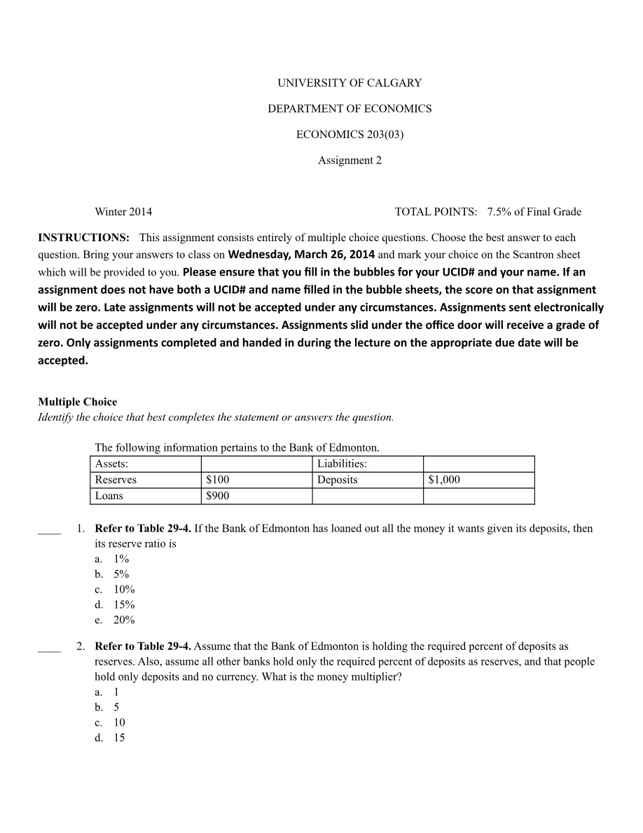 Assignment 2 for ECON 203