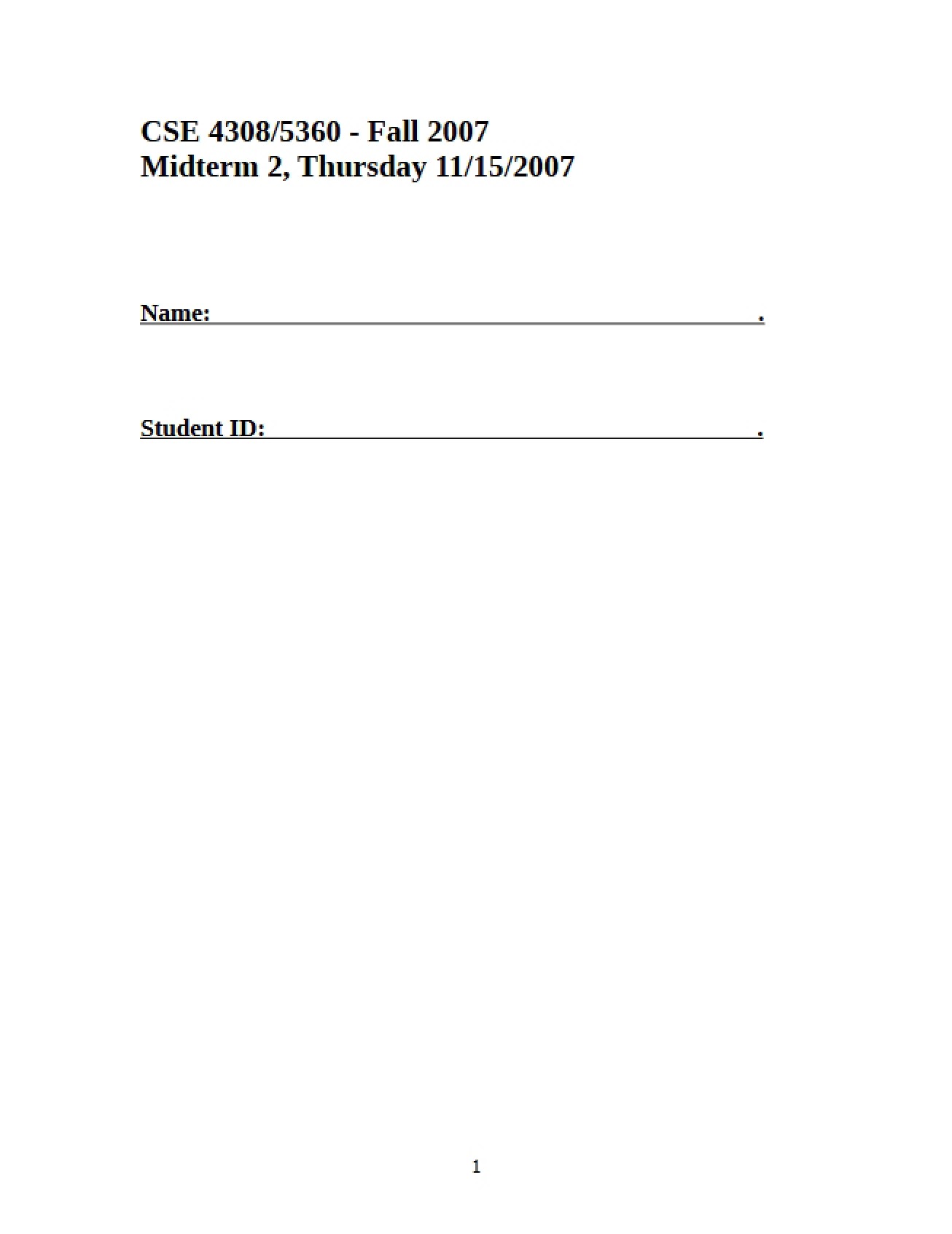 Exam Two Midterm (CSE 4308)